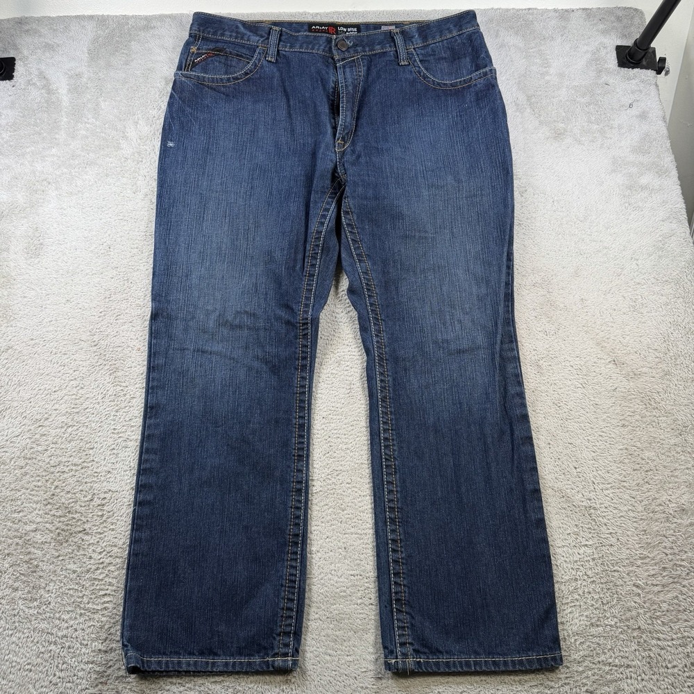 Ariat FR Jeans Mens 40x32 Blue Denim M4 Low Rise Boot Cut Cowboy Workwear Rodeo